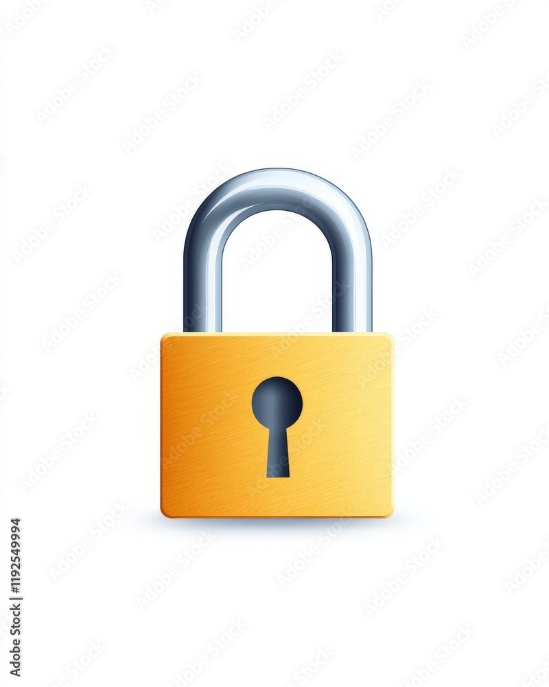 Solid yellow padlock in a minimal design symbolizing physical security, access control, and reliable safeguarding of assets in a focused, isolated illustration Solid yellow padlock in a minimal design symbolizing physical security, access control, and reliable safeguarding of assets in a focused, isolated illustration