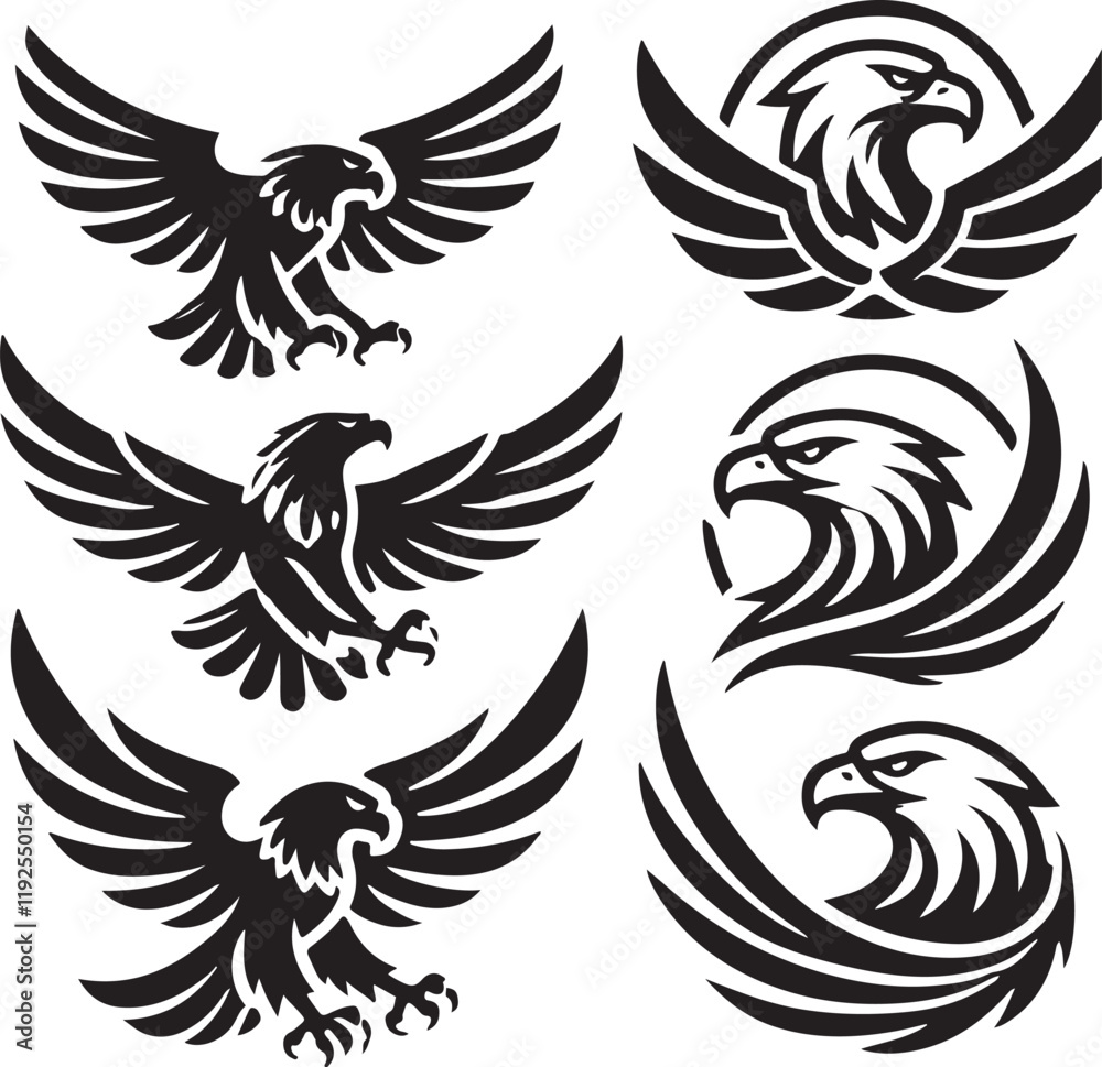 Fototapeta premium set of eagle logo wings
