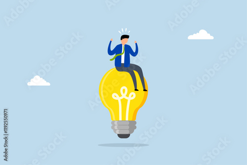 Creative thinking, clever entrepreneur contemplating creative lightbulb concept. 