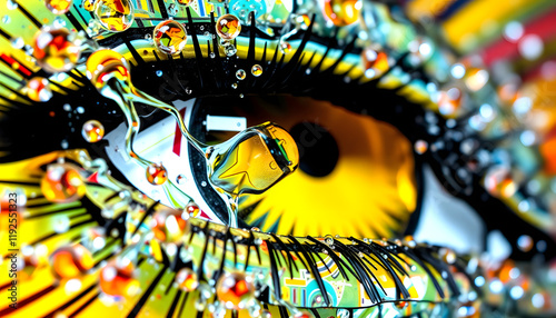 Detail of glass explosion, pop-art, with white tones