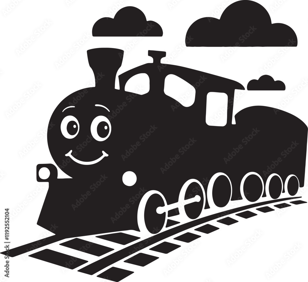 Train silhouette symbol icon, old locomotive silhouette, sign vector illustration design Train silhouette symbol icon, old locomotive silhouette, sign vector illustration design