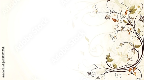 Elegant Floral Design With Swirling Vines And Leaves
