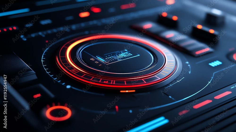 Obraz premium Hightech game interface, glowing elements, immersive design, 3D illustration