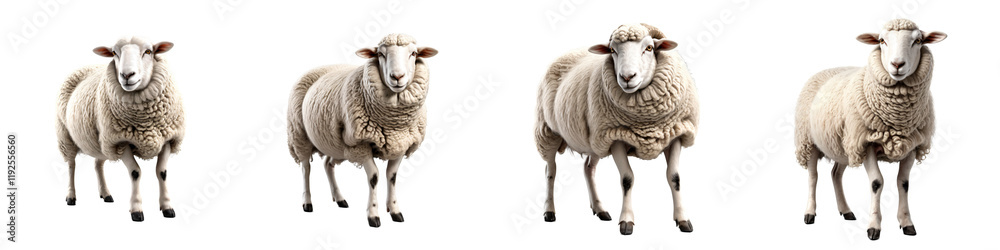 a playful gathering of fluffy sheep poses in a row a playful gathering of fluffy sheep poses in a row