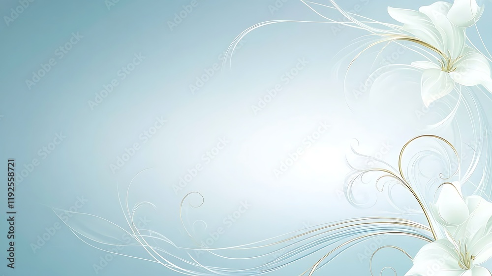 Elegant White Lilies and Delicate Swirling Lines Design Elegant White Lilies and Delicate Swirling Lines Design
