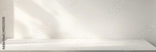 Wallpaper Mural Simple white light beige background for product presentation. Light walls and floor with soft shadow and light from the window. Torontodigital.ca