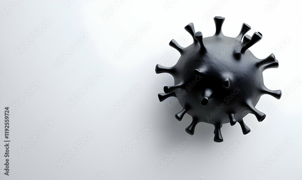 Obraz premium Minimalist Abstract Virus, a sleek design in shades of gray, symbolizing the complexity and simplicity of viral structures in modern art.