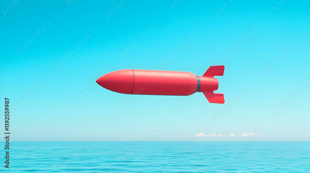 Fototapeta premium Minimalist rocket design featuring sleek lines, bold typography, and a modern aesthetic, evoking a sense of innovation and exploration.