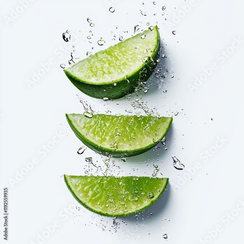Wallpaper Mural Fresh Lime Slices with Water Drops on Bright White Background Torontodigital.ca