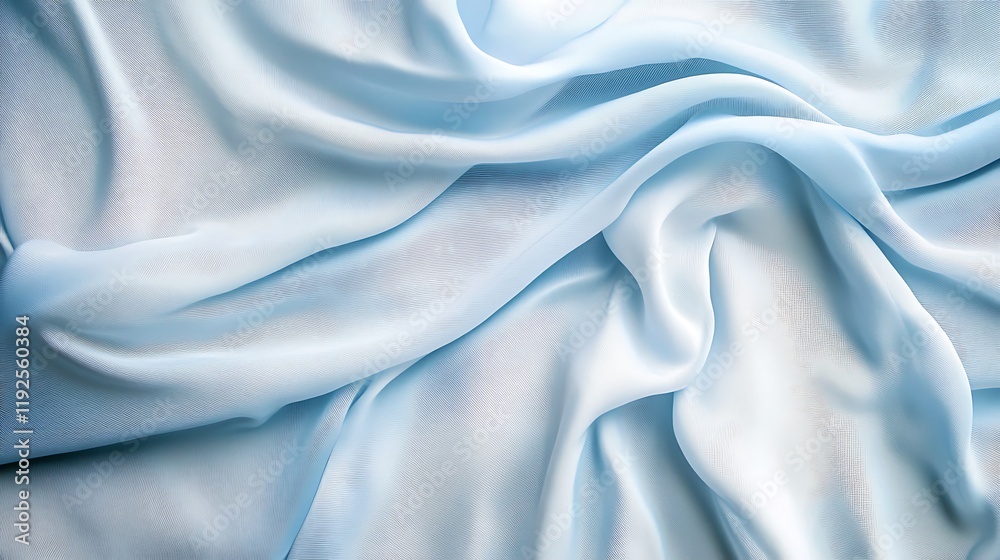 Obraz premium Draped Light Blue Fabric Soft Texture Background