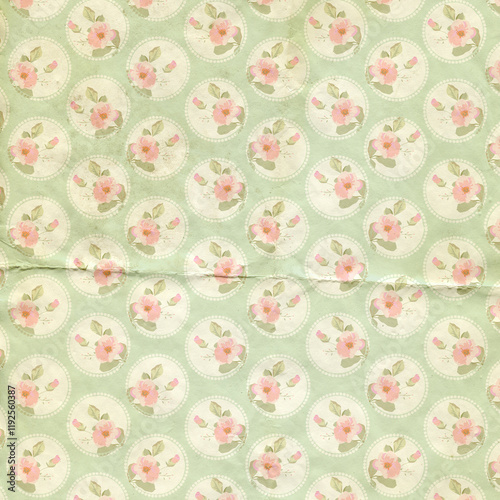 Seamless floral background fabric with ditsy and daisy pattern