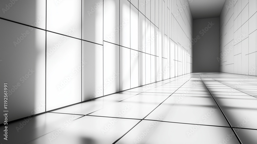 Obraz premium Noon Corridor With Geometric Shadows