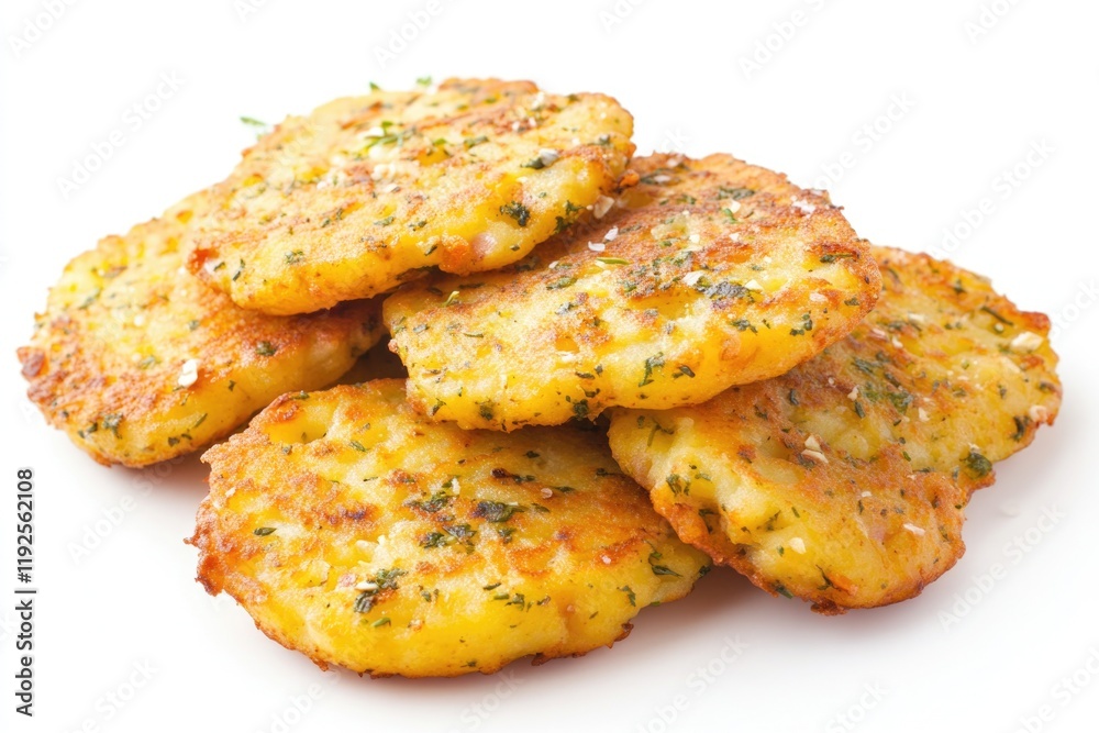Freshly baked potato cakes arranged neatly on a clean white surface, perfect for snacking or serving as a side dish Freshly baked potato cakes arranged neatly on a clean white surface, perfect for snacking or serving as a side dish