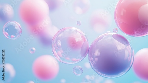 Floating Spheres in Dreamy Pastel Hues