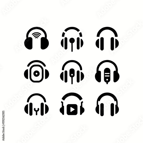 Headphone vector icon sets, Headphone vector icon set