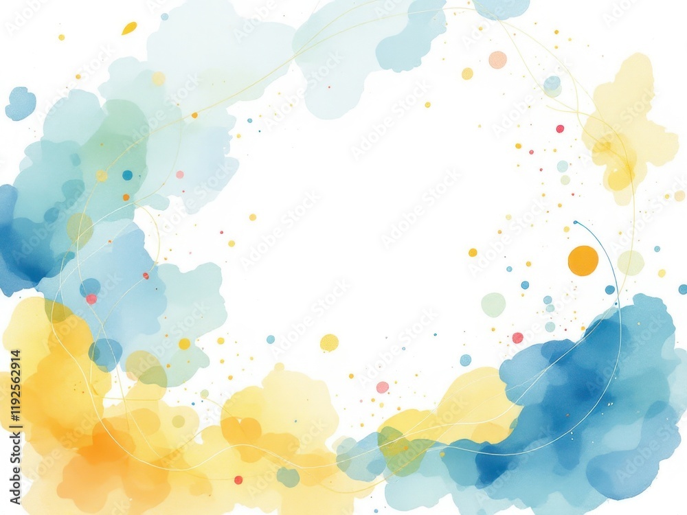 Abstract watercolor splash with blue and yellow hues on white background Abstract watercolor splash with blue and yellow hues on white background