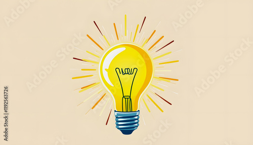 Vibrant Creative Light Bulb Burst, Inspiring New Ideas and Endless Possibilities, clipart style, with white tones