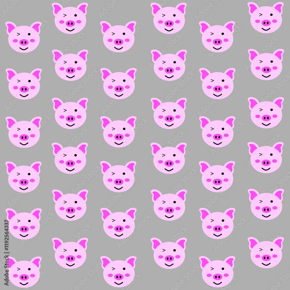 vector illustration of an abstract background of a collection of pig heads with a gray background color vector illustration of an abstract background of a collection of pig heads with a gray background color
