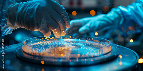 Scientists Working with a Petra Dish in a Lab Innovative Research and Microbiology Breakthroughs  
