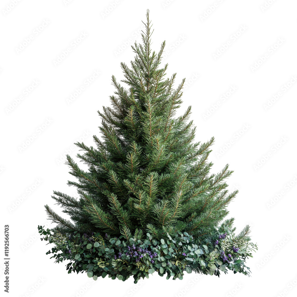 Elegant Christmas Tree with Greenery Base Festive Winter Decor
