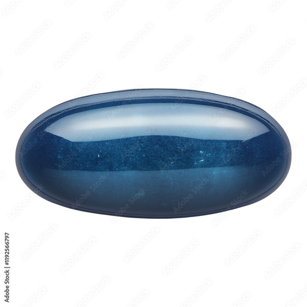 Top view of a centered blue capsule pill on a white background Top view of a centered blue capsule pill on a white background
