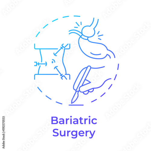 Bariatric surgery blue gradient concept icon. Medical operation, anatomy. Obesity management. Round shape line illustration. Abstract idea. Graphic design. Easy to use in infographic, presentation