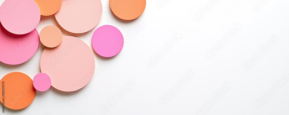 Symmetry gradient concept. Colorful circles scattered on a white background for creative design projects. Symmetry gradient concept. Colorful circles scattered on a white background for creative design projects.