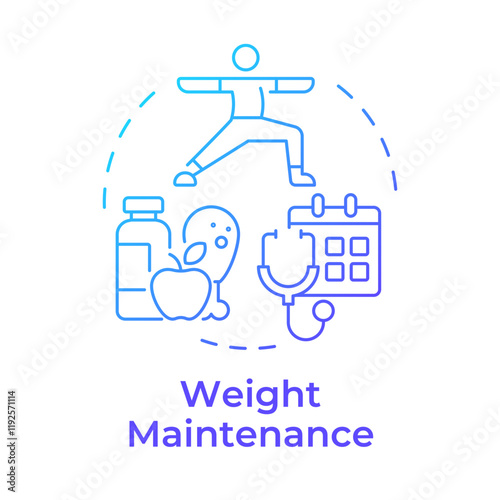 Weight maintenance blue gradient concept icon. Healthy lifestyle. Nutrition management, schedule. Round shape line illustration. Abstract idea. Graphic design. Easy to use in infographic, presentation