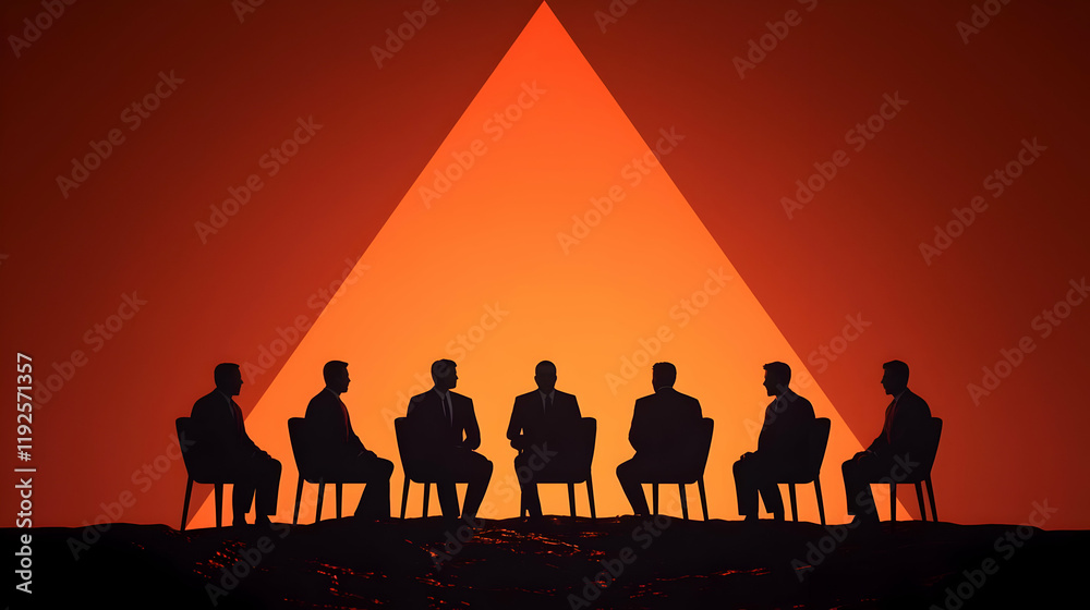 Fototapeta premium Sales Strategy Session, a vibrant meeting room filled with diverse professionals discussing innovative ideas and strategies, subtle shadows enhancing the atmosphere