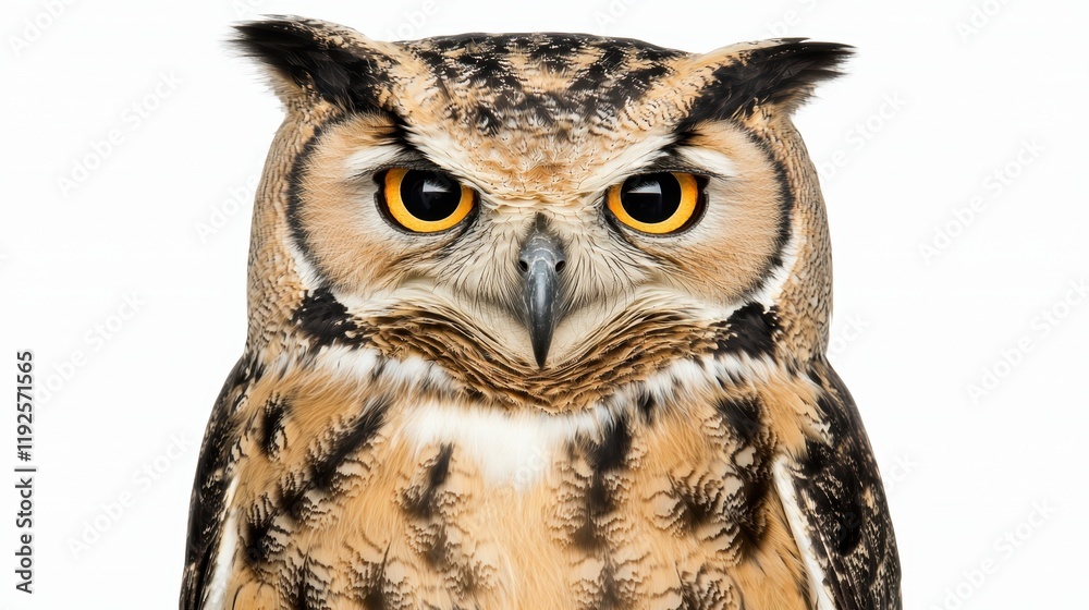 Obraz premium Majestic Owl Staring Intently with Striking Golden Eyes