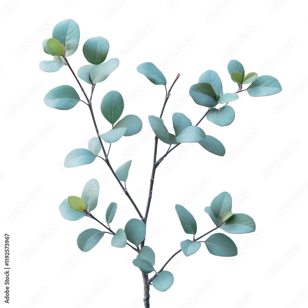 Obraz premium Serene Eucalyptus Branch Green Leaves Nature Photography Minimalist Botanical