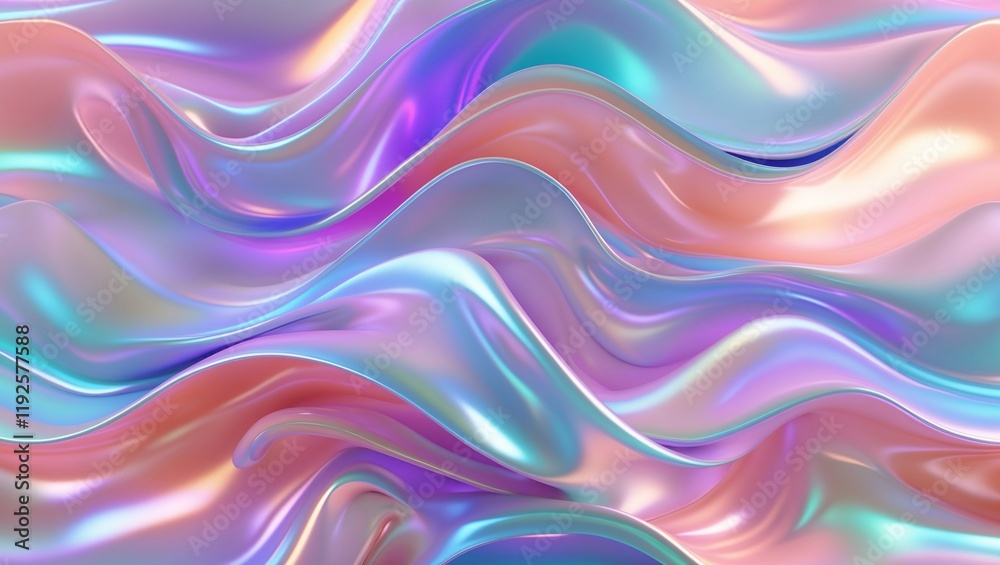 Obraz premium Colorful swirling pattern with iridescent hues creating a visually dynamic abstract design suitable for various creative applications