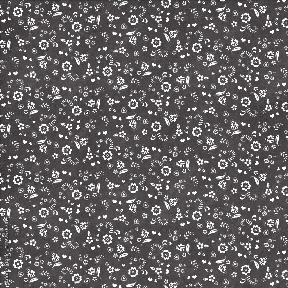 Seamless floral background fabric with ditsy and daisy pattern Seamless floral background fabric with ditsy and daisy pattern