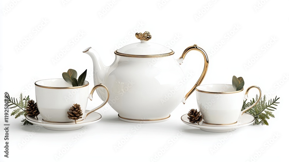 Elegant Fine Porcelain Tea Set with Gold Trim and Decorative Elements for a Luxurious Table Elegant Fine Porcelain Tea Set with Gold Trim and Decorative Elements for a Luxurious Table