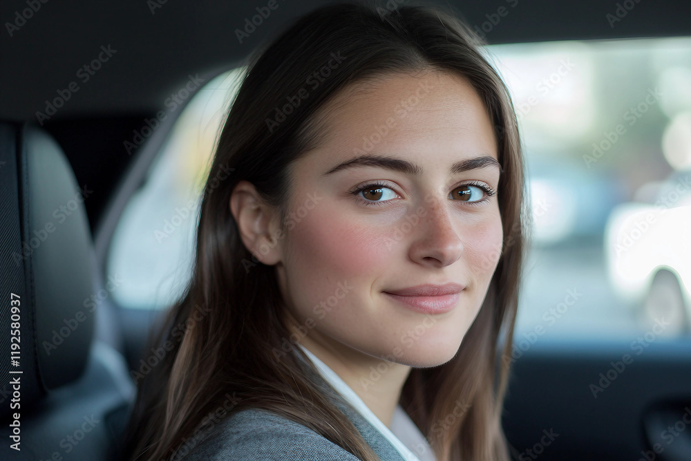 A young person in taxi car ai generative technology