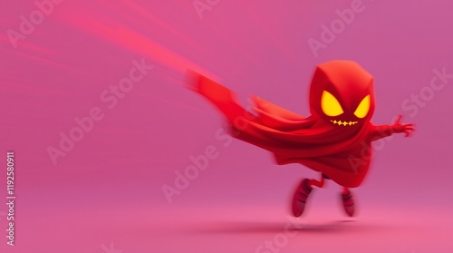 Fast Red Superhero Cartoon Character in Flight