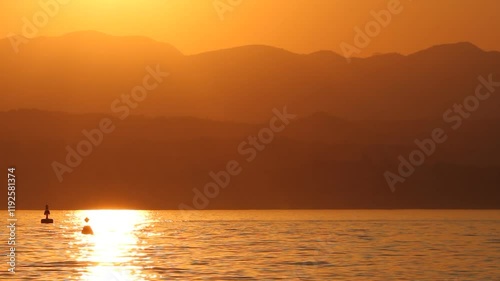 sunset on lake garda sirmione fortified city