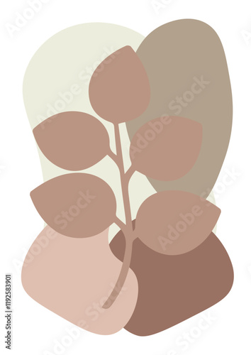 Flowers drawn by hand line, logo for design, on white background, Mocha Mousse colors - Pantone colors of 2025
