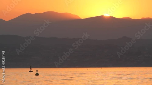 sunset on lake garda sirmione fortified city