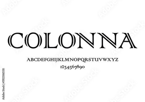 Colonia font for logo and headline. Isolated vector typeset