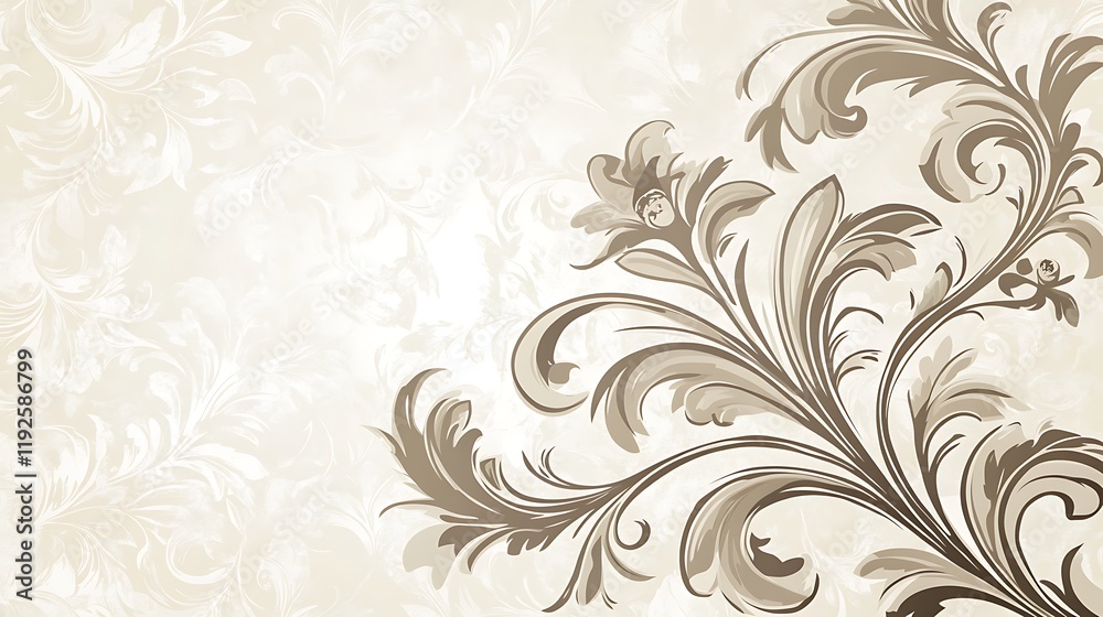 Elegant Floral Design On A Beige Background Elegant Floral Design On A Beige Background