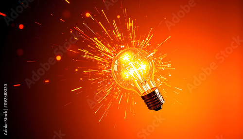 Vibrant Creative Light Bulb Burst, Inspiring New Ideas and Endless Possibilities, Dynamic motion, with white tones