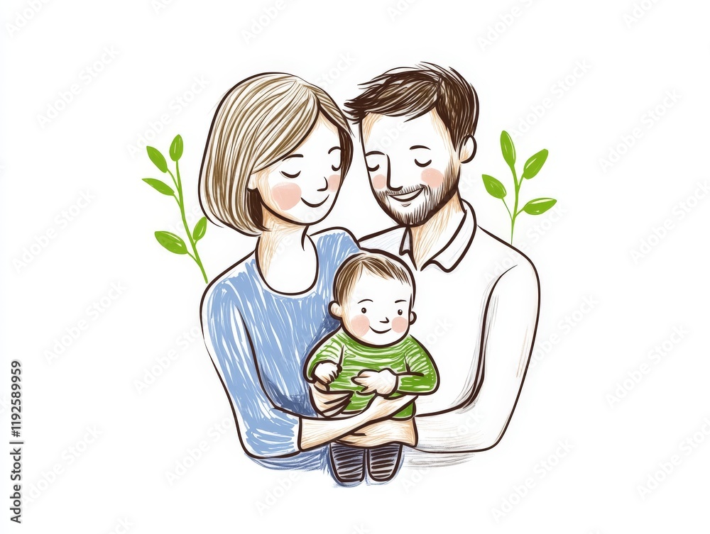 Happy family embracing their child with lush greenery in the background, symbolizing love, connection, and the nurturing beauty of nature Happy family embracing their child with lush greenery in the background, symbolizing love, connection, and the nurturing beauty of nature