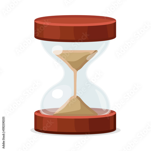 vector cartoon object illustration. Glass hourglass (sandglass).  Clip art isolated on transparent background. Hand drown design element. Baby graphics concept. 