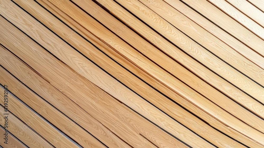 Obraz premium Diagonal wooden wall panel texture with natural grain pattern for modern interior design backgrounds and architectural visuals.