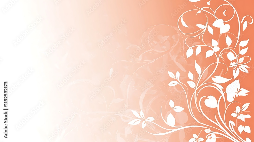 Peach Background With White Floral Design Peach Background With White Floral Design