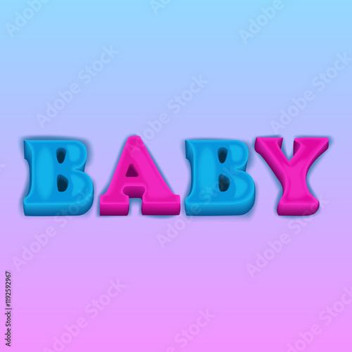 The letters form the word baby 3D. Icons 3d realistic render vector object. eggplant healthy vegetable. Icons 3d realistic render vector object. the word baby is made up of letters, magnetic board, le