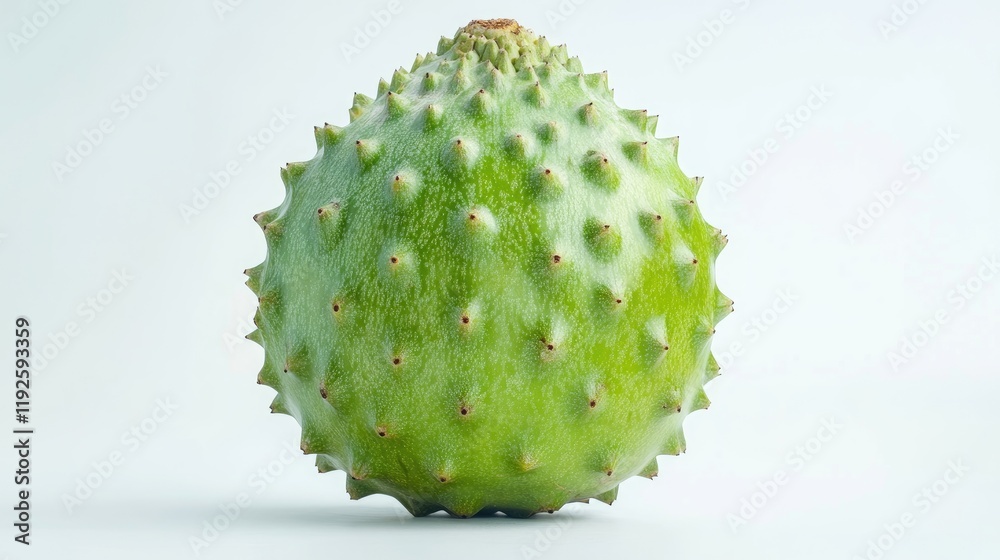 Fresh spiky green pitahaya fruit isolated on white background showcasing unique texture and vibrant color for culinary and health concepts Fresh spiky green pitahaya fruit isolated on white background showcasing unique texture and vibrant color for culinary and health concepts
