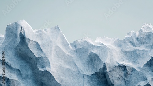 Low poly mountains emerging from a clear blue sky background photo