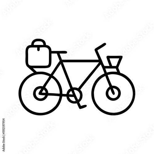 bikepacking with luggage icon, bikepacking with luggage line art - simple line art of bikepacking with luggage, perfect for bikepacking with luggage logos and icons and themed design